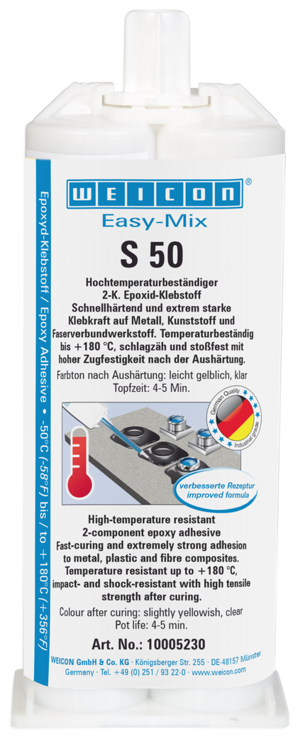 Easy-Mix S 50 colla epossidica | Adesivo epossidico resistente alle alte temperature per lavori di riparazione e manutenzione rapidi
