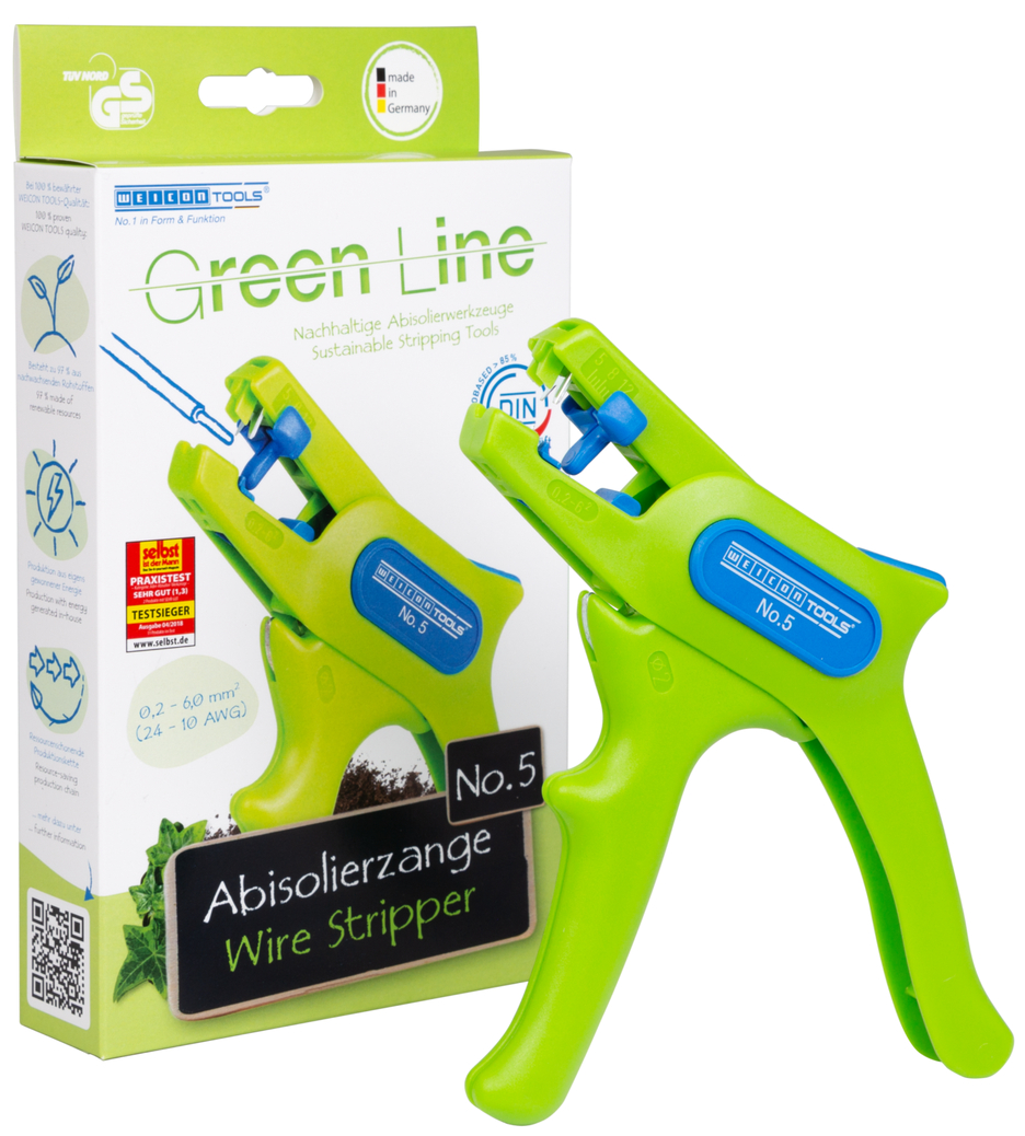 Pinza Spelafili No. 5 Green Line | per tutti i comuni conduttori a trefoli e solidi, campo di lavoro 0,2 - 6,0 mm²