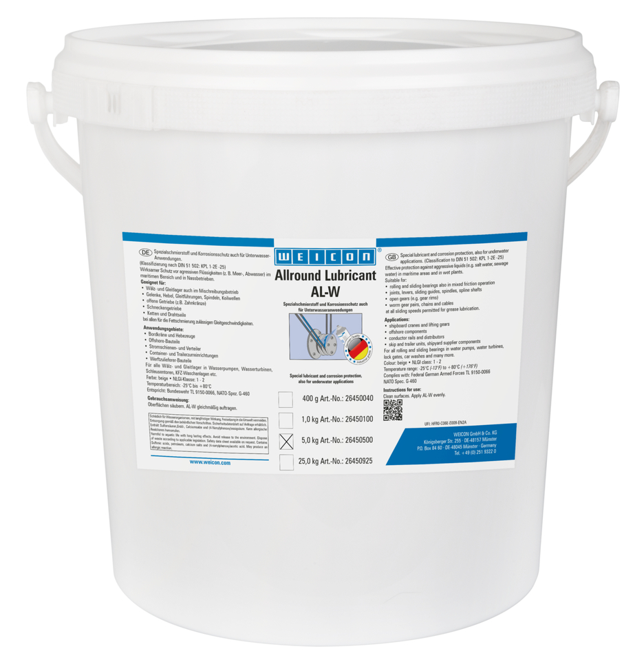 Grasso ad alte prestazioni AL-W | Lubrificante speciale anche sott‘acqua