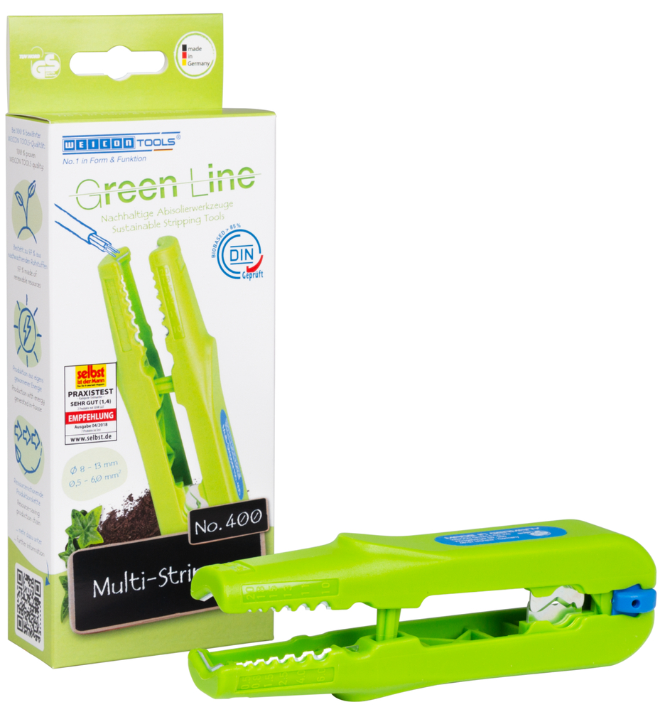 Multi Stripper No. 400 Green Line | spellatrice multifunzionale, range di lavoro spellatura 0,5 - 6,0 mm² / sguainatura 8 - 13 mm Ø