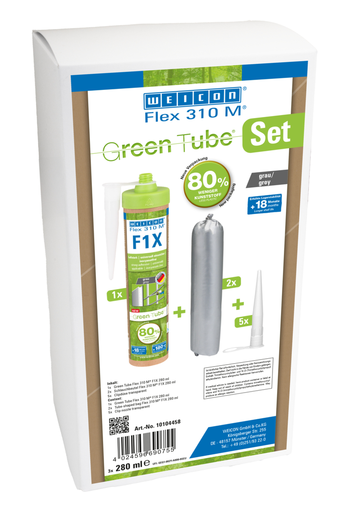 WEICON Flex 310 M F1X Green Tube | Adesivo e sigillante a base di polimeri MS con elevatissima adesione iniziale, resistente alle temperature fino a 180°C