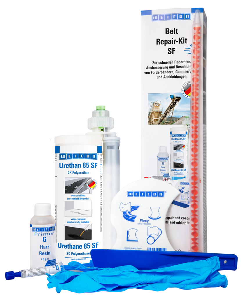 Kit per Riparazione cinghie SF | fast curing polyurea repair and coating compound for rubber surfaces, work pack