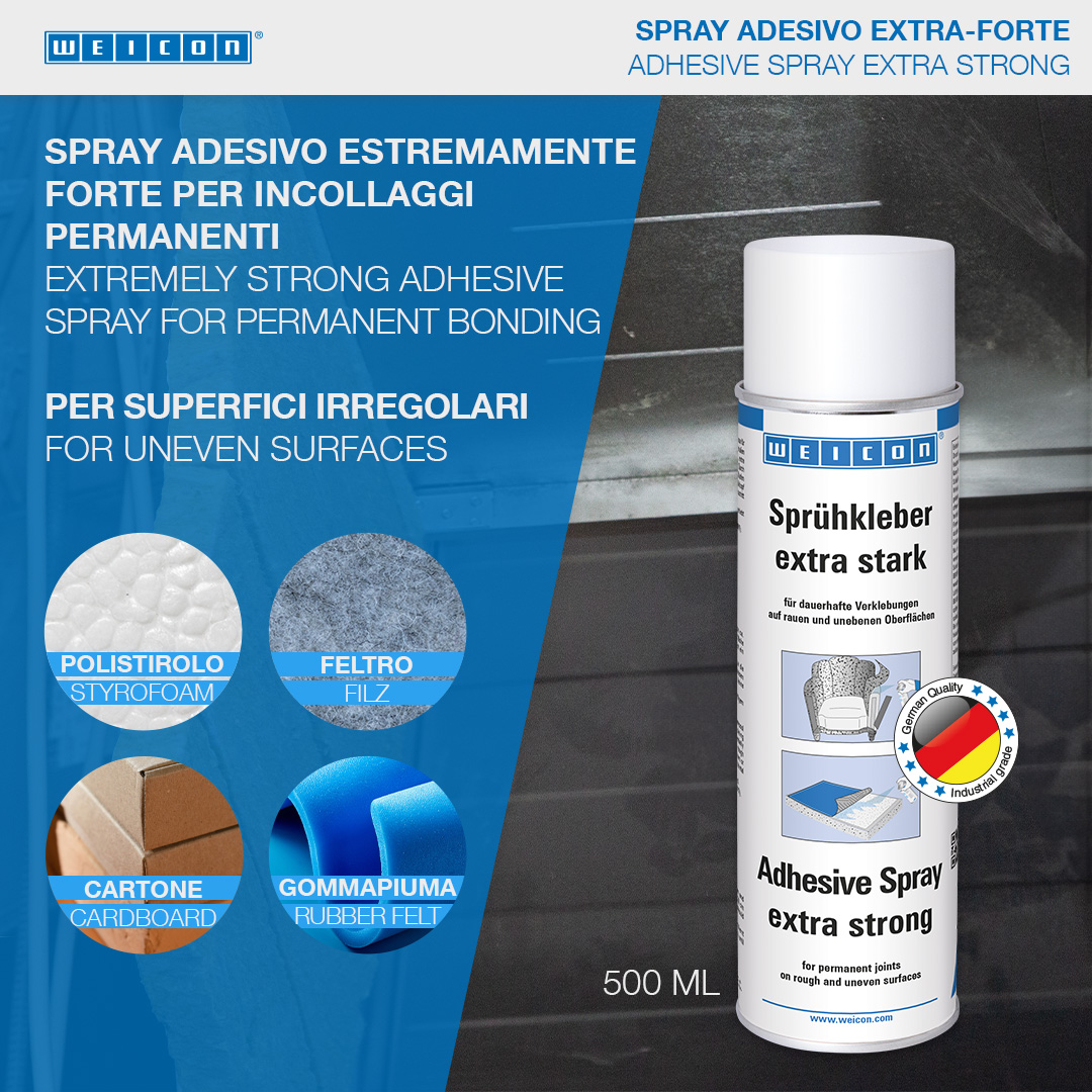 Colla Spray extraforte | adesivo a contatto spray per l'incollaggio forte e permanente di feltro, pelle artificiale e materiali isolanti