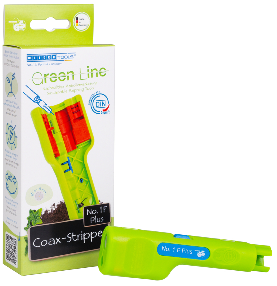 Coax-Stripper No. 1 F Plus Green Line - adatto per connettori F a vite | per la spellatura e la sguainatura dei cavi coassiali piccoli e medi