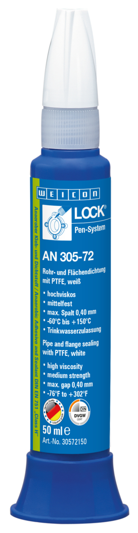 WEICONLOCK® AN 305-72 guarnizione per tubi e raccordi filettati | con PTFE, a media resistenza, con omologazione per acqua potabile