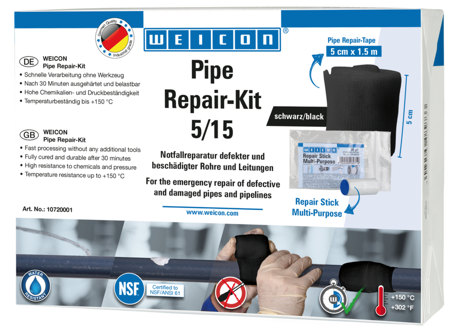 Kit Riparazione Tubi | per la riparazione di emergenza di tubature e linee danneggiate