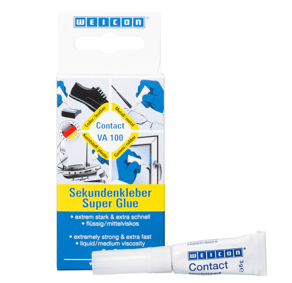 VA 100 Colla cianoacrilica | adesivo a contatto per metallo, plastica e gomma