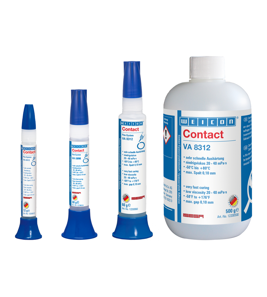 VA 8312 Colla cianoacrilica | Adesivo istantaneo per il settore alimentare e per gli elastomeri EPDM e la gomma.