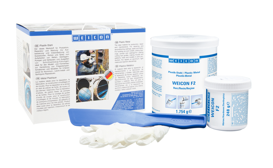 WEICON F2 | sistema di resina epossidica caricata con alluminio per la riparazione e la compensazione dei divari