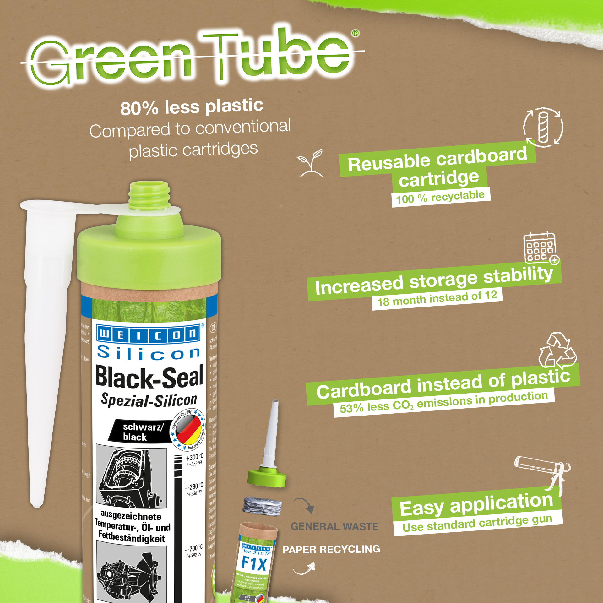Black-Seal Silicone speciale | sigillante permanentemente elastico per aree resistenti all'olio o al grasso