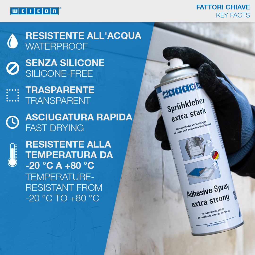 Colla Spray extraforte | adesivo a contatto spray per l'incollaggio forte e permanente di feltro, pelle artificiale e materiali isolanti