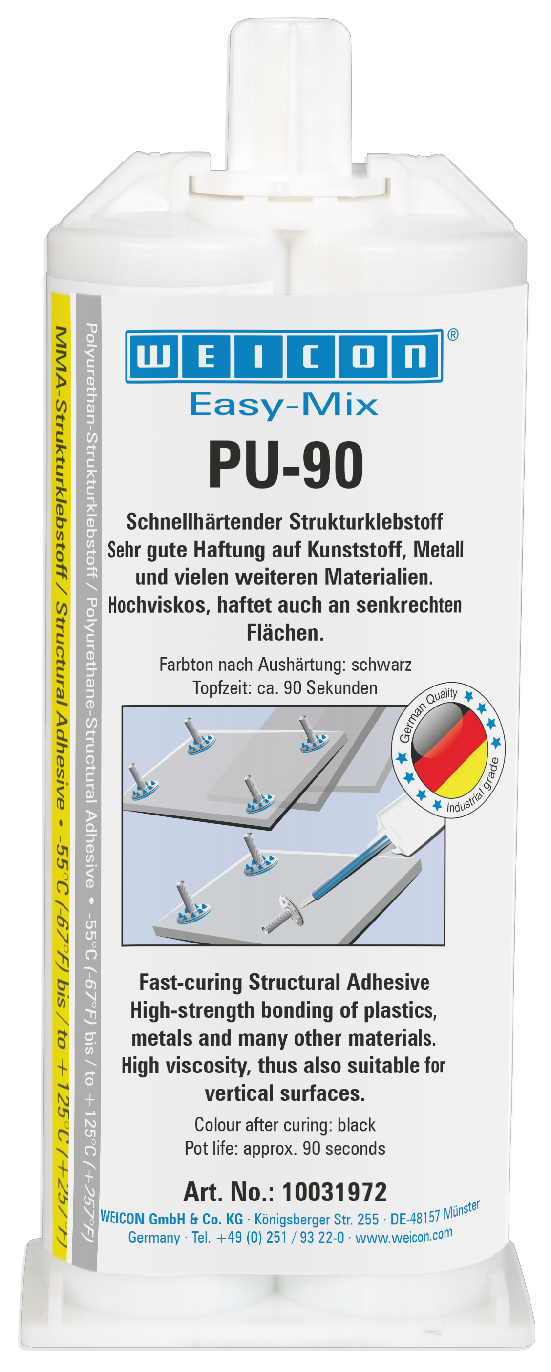 Easy-Mix PU-90 | Adesivo poliuretanico ad alta resistenza, tempo d'impiego di circa 90 secondi. Easy-Mix PU-90 | Adesivo poliuretanico ad alta resistenza, tempo d'impiego di circa 90 secondi.