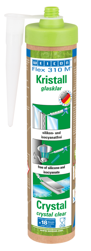 Flex 310 M® Cristallo MS Polimero | Adesivo elastico a base di Polimero MS, in comoda cartuccia in Presspack per lavorare senza fatica