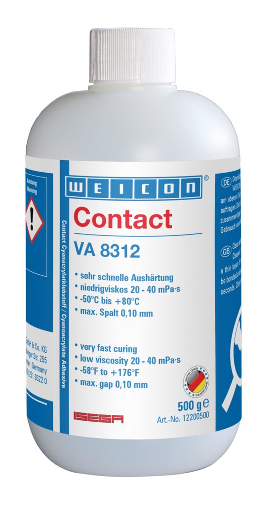 VA 8312 Colla cianoacrilica | Adesivo istantaneo per il settore alimentare e per gli elastomeri EPDM e la gomma.