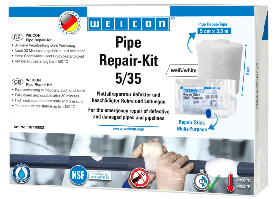 Kit Riparazione Tubi | per la riparazione di emergenza di tubature e linee danneggiate