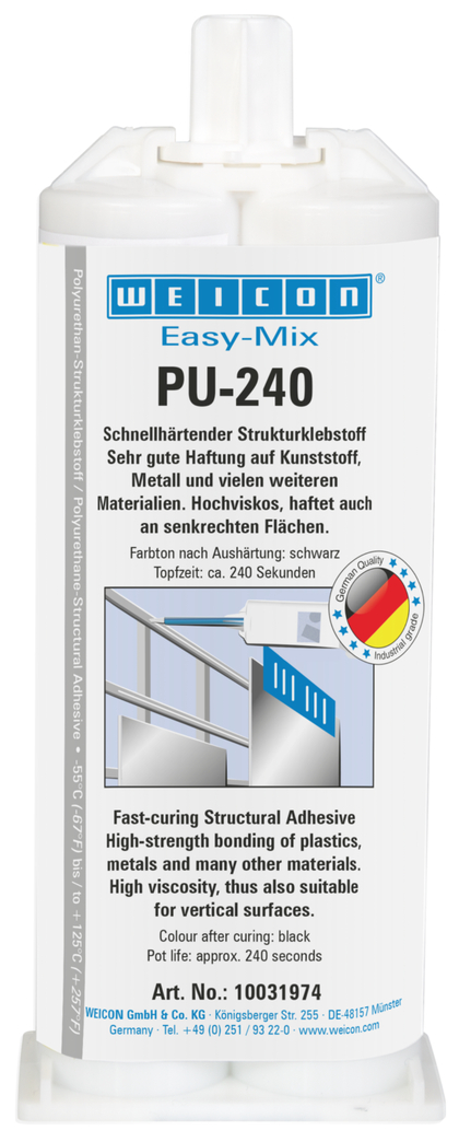 Easy-Mix PU-240 | Adesivo poliuretanico ad alta resistenza, tempo d'impiego di circa 240 secondi. Easy-Mix PU-240 | Adesivo poliuretanico ad alta resistenza, tempo d'impiego di circa 240 secondi.