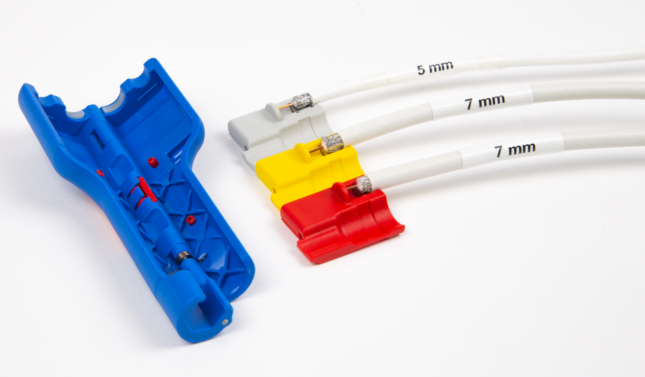 Coax-Stripper No. 1 F Plus - adatto per connettori F a vite | per la spellatura e la sguainatura di cavi coassiali, compresivo di ausilio per la distensione