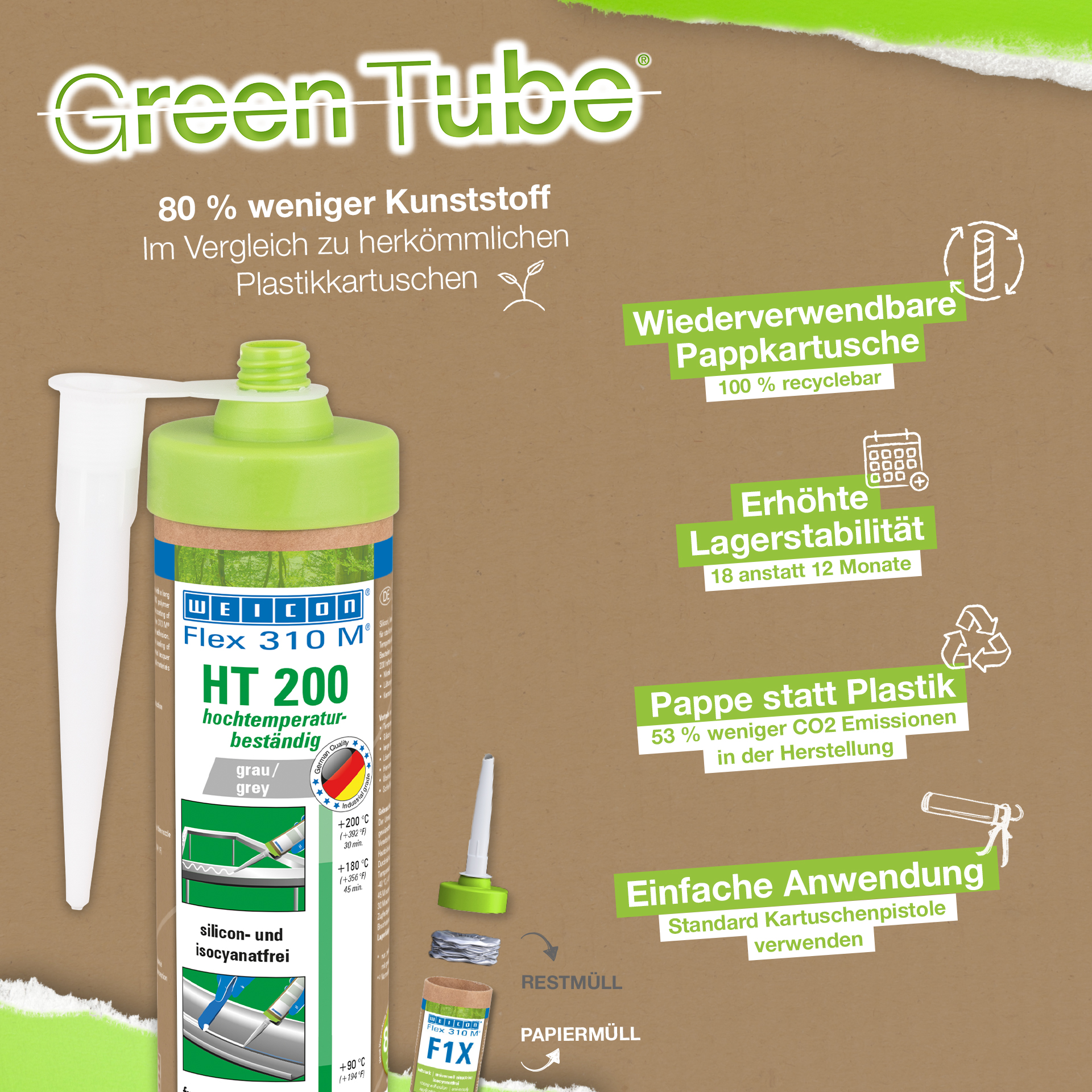 Flex 310 M® HT 200 MS Polimero | Adesivo e sigillante con elevata adesione iniziale - ideale per la verniciatura a polvere e resistente al calore fino a 200 °C