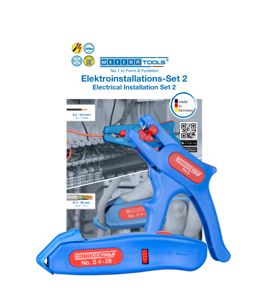 Kit per impianti elettrici 2 | Set di spelatura in 2 pezzi, incluso spelacavi e coltello per cavi Kit per impianti elettrici 2 | Set di spelatura in 2 pezzi, incluso spelacavi e coltello per cavi