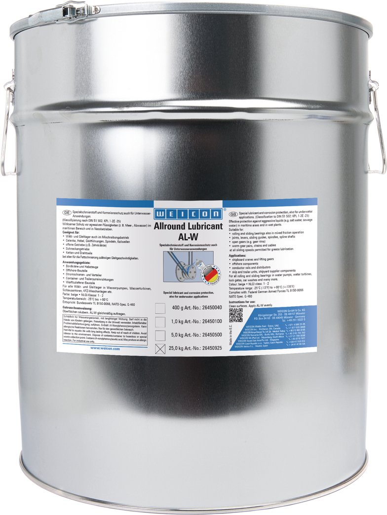 Grasso ad alte prestazioni AL-W | Lubrificante speciale anche sott‘acqua