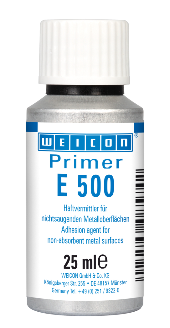 Primer E 500 | agente preparatore per superfici metalliche non assorbenti da incollare, in particolare per i siliconi Primer E 500 | agente preparatore per superfici metalliche non assorbenti da incollare, in particolare per i siliconi