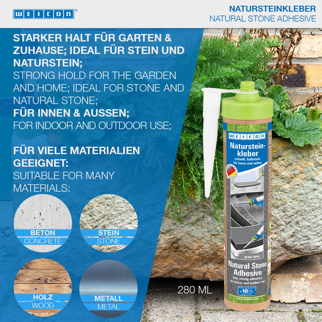 Adesivo per pietra naturale WEICON | per il montaggio di pietra naturale, pietra e ceramica