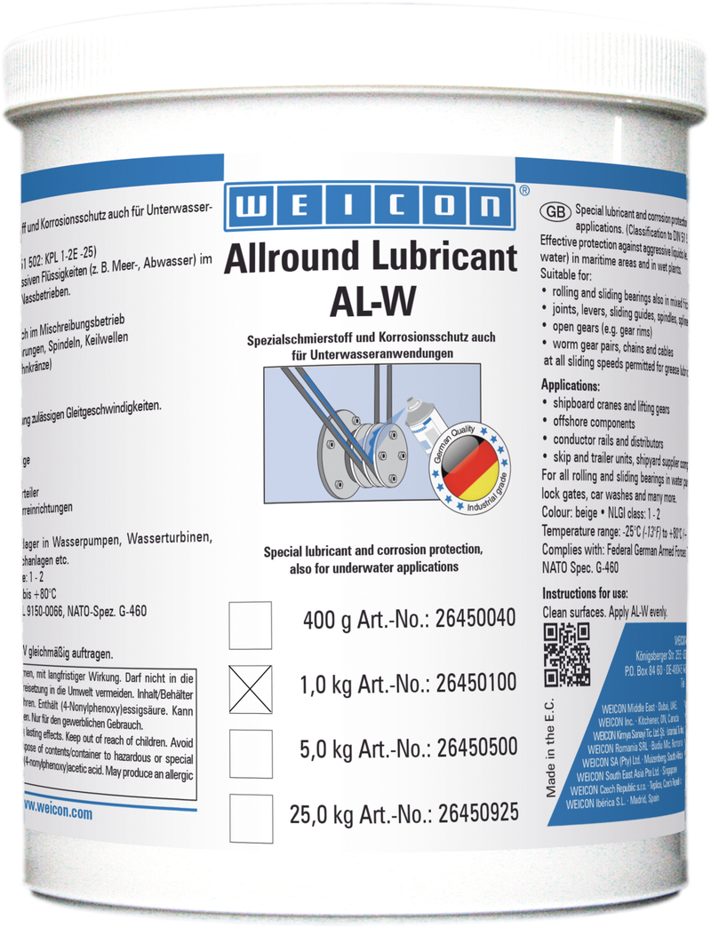Grasso ad alte prestazioni AL-W | Lubrificante speciale anche sott‘acqua