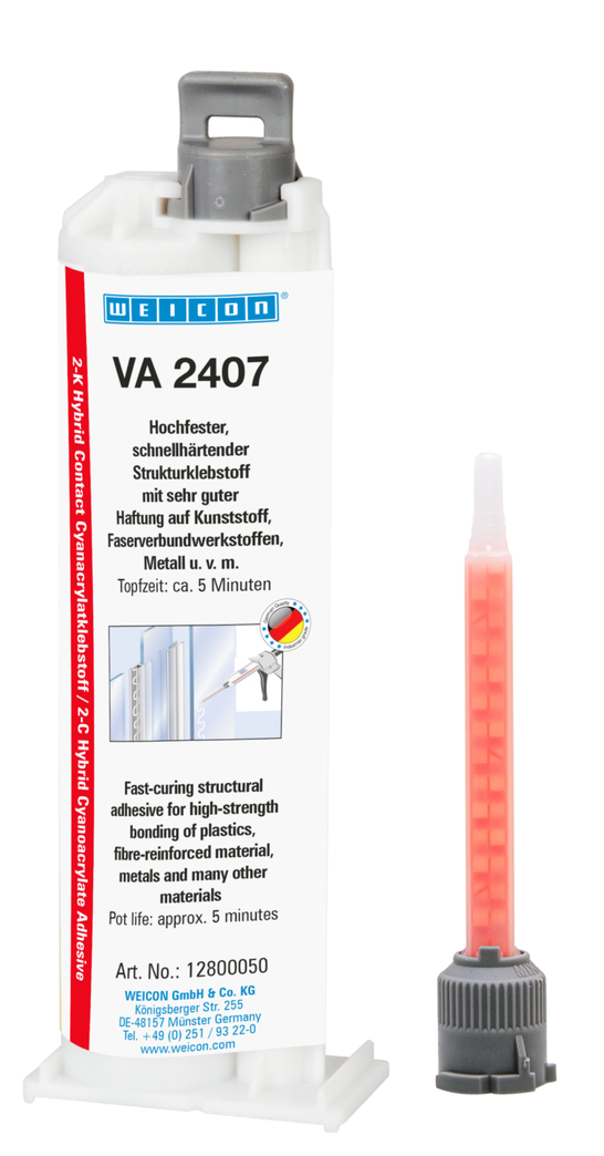 VA 2407 Colla cianoacrilica | Cianoacrilato bicomponente ad elevata capacità di colmare tolleranze elevate VA 2407 Colla cianoacrilica | Cianoacrilato bicomponente ad elevata capacità di colmare tolleranze elevate