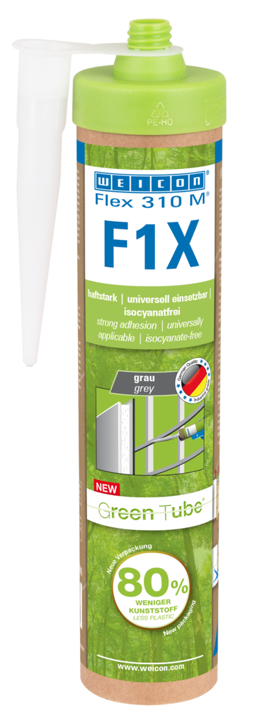 WEICON Flex 310 M F1X Green Tube | Adesivo e sigillante a base di polimeri MS con elevatissima adesione iniziale, resistente alle temperature fino a 180°C