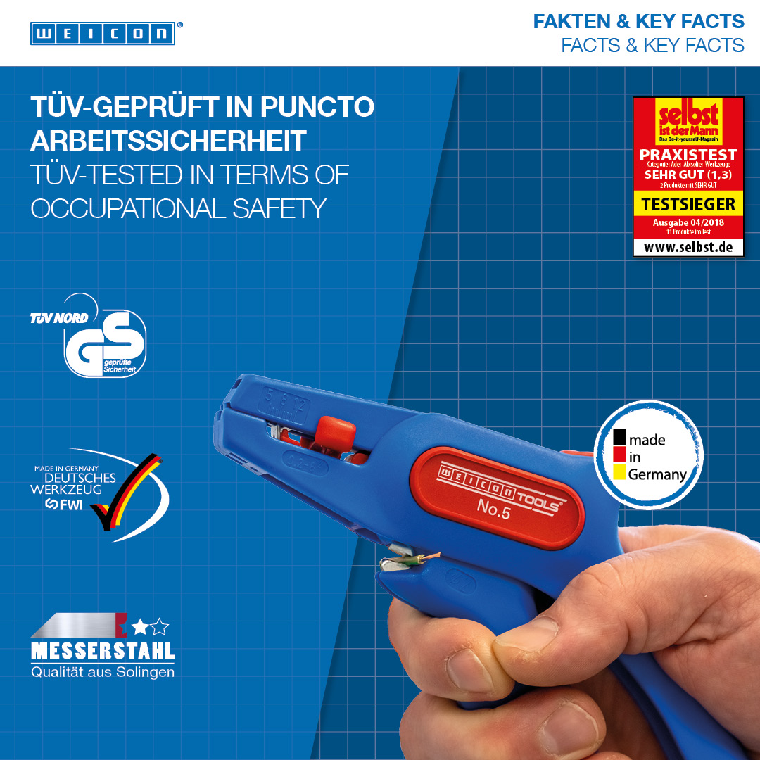 Pinza Spelafili No. 5 | per tutti i comuni conduttori a trefoli e solidi, range di lavoro 0,2 - 6,0 mm²