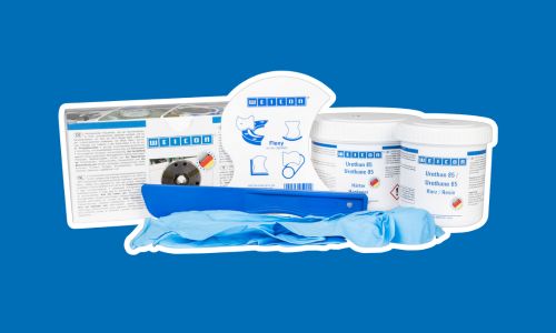 Sistema uretanico su sfondo blu